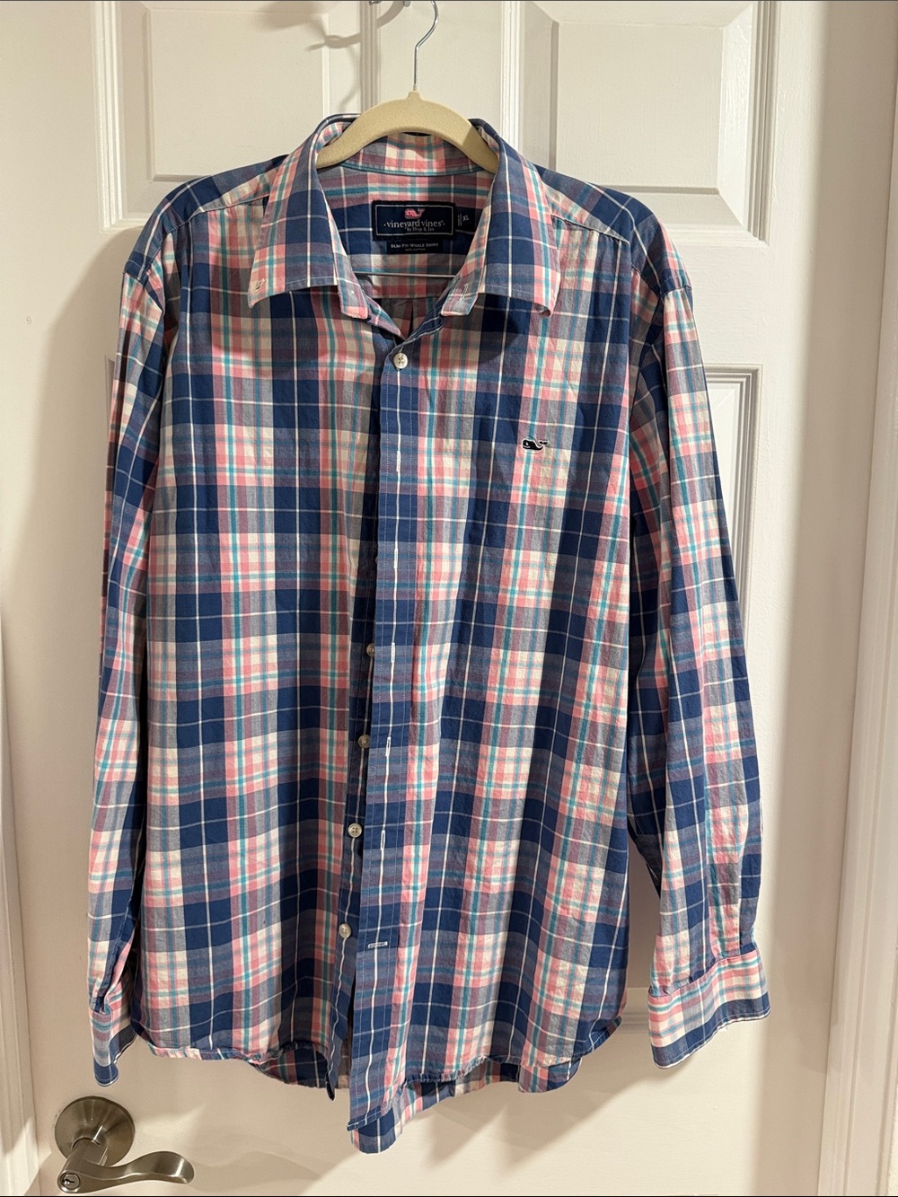 Vineyard Vines Blue and Pink Plaid Button-Down Shirt